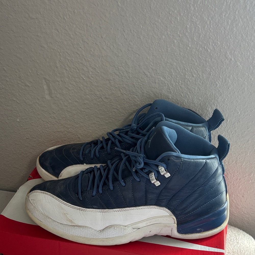 Jordan Blue and White High-Top Sneakers